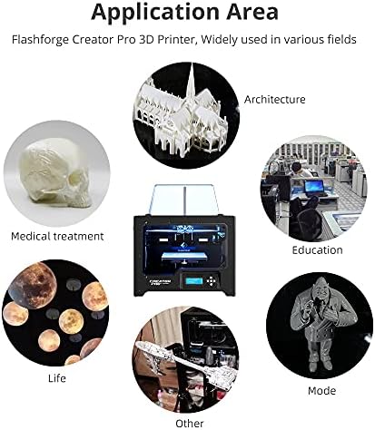 FlashForge Creator Pro 3D печатач, Dual Extruder 3D печатачи w/2 spools, целосно метална рамка, акрилни капаци, комплет за 3D печатач
