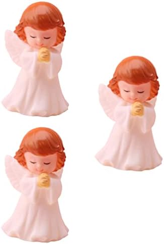 Ангели Фигурини Пластична статуција за молитви за молење, 3 парчиња пластична мала скулптура фигура микро пејзаж декор за свадба дома декор девојче