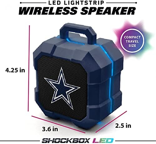 SOAR NFL Shockbox LED безжичен звучник за Bluetooth - отпорен на вода IPX4, 5.0 Bluetooth со над 5 часа време на игра - мал преносен звучник