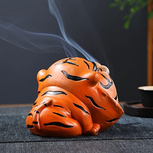 Цртано тигар керамички пепелник со капаци, ветровито за цигари од цигари за животински пепел за затворено или надворешно користење ， рачно