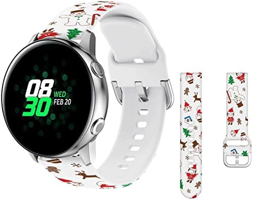 Шик Божиќни бендови компатибилни со Samsung Galaxy Watch 4 5 Pro 45mm 44mm 40mm/ Galaxy Watch 4 Classic 46mm 42mm/ Watch 3 41mm, 20 mm меки прилагодливи ленти за замена на силикони за жени мажи за жени мажи з?