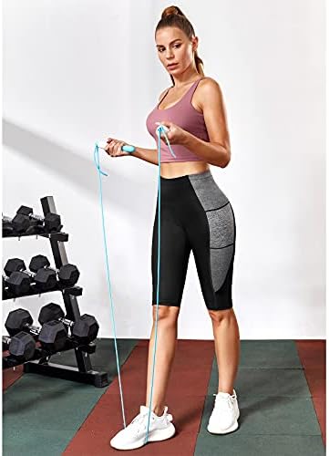 Женска Јога Панталони за Контрола На Стомакот Тренинг Со Висок Струк Трчање Капри Хеланки Со Страничен Џеб