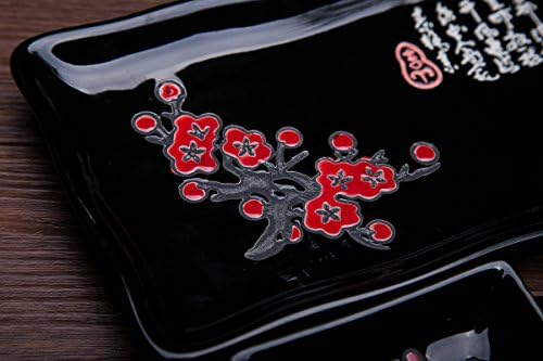 4 компјутери јапонски чинија за суши за вечера сет црно со кинеска калиграфија „фу“ дизајн