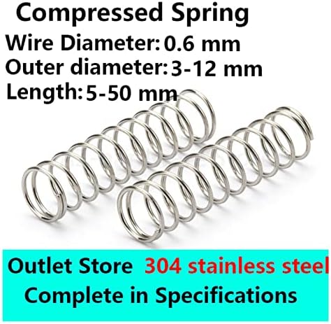 Ксинхуи компресија Пролетната продолжение Пролет 304 Компресија на не'рѓосувачки челик Дијаметар на жица од 0,6 мм, надворешен дијаметар 3-12мм