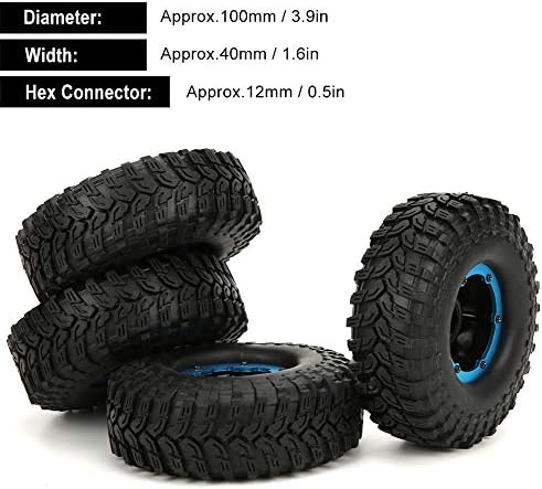 Кожа од гума гума гума од пилипан 4PCS 1,9in, гума гума гума, 1/10 RC гума, надувување на гуми за резервни делови за резервни делови