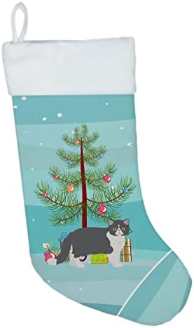 Каролина богатства CK4621CS Егзотична Шортаир 2 Мачка Среќна Божиќна Божиќна порибување, камин што виси чорапи Божиќна сезона забава