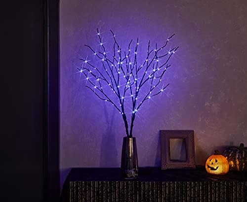 Hairui осветлени гранки на вештерките на вештерките со тајмер 32in 100L виолетова самовила, светла со црна гранка со гранки,