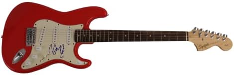 Дан Рејнолдс потпиша автограм со целосна големина тркачки автомобил Црвен Fender Stratocaster Electric Guitar W/ James Spence JSA Автентикација