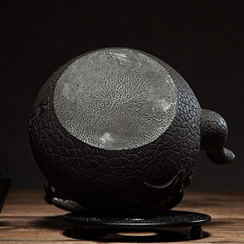Ironелезен чај котел Јапонски железо чајник Рачно изработен сад за чај Кунгфу со капак, кинески чајници за котел, пиБМ, црна, 1200 мл