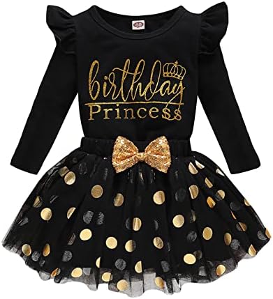 Lysmuch дете бебе девојки роденденски облека за роденденски облеки принцеза со долги ракави кошула мешут Туту здолниште сет