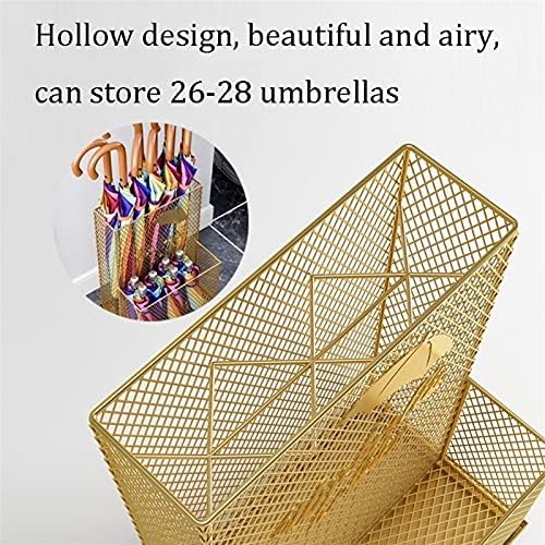 Wxxgy чадор стојат злато шуплива водоотпорна и чадор корпа за отповик на 'рѓа може да складира 25-28 долги и кратки чадори/A/35x24x46cm