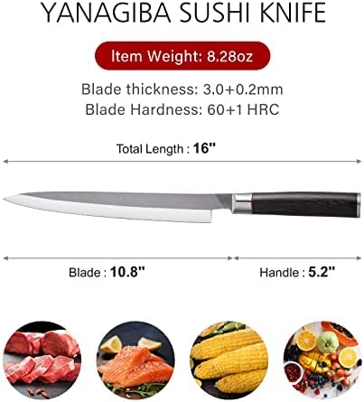 Чуирен остри нож за суши за кујна 9,5 инчи и 10,6 инчи