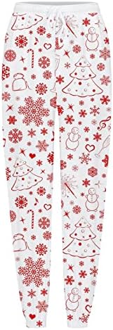 Женски Божиќни џемпери плус големина се протегаат еластични еластични половини редовни баги карго панталони Божиќ