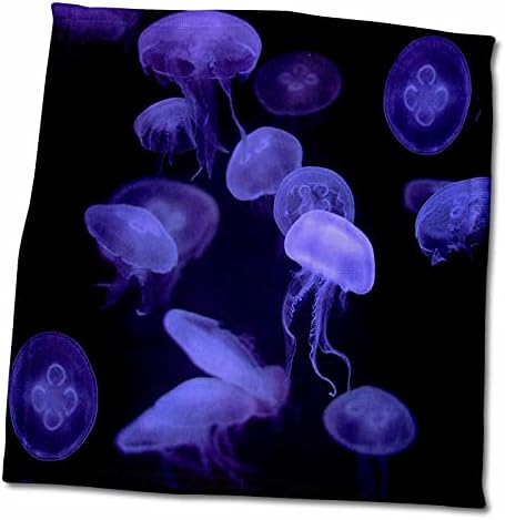 3Д роза длабока виолетова медуза во темни океански рачни/спортски крпи, 15 x 22