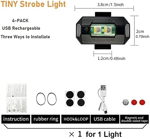 Додатоци за LED Strobe Lights Drone Motorcycle, 2 парчиња 2 парчиња 2 парчиња вибрирани 33 режими Мини светла за итни случаи