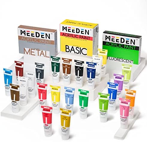 Meeden Acrylic Paint Set 24 бои, 120 ml/4,06 мл акрилни цевки за боја, богати пигменти кои не се токсични уметности и занаетчиски