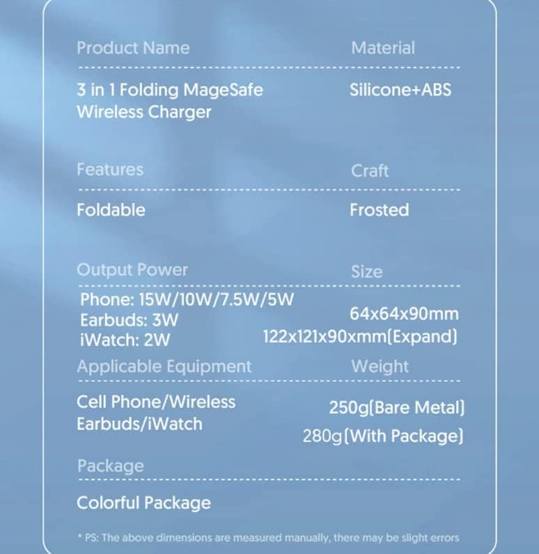 Tricharge Pro: 3-во-1 магнетски безжичен брз полнач со RGB амбиентална светлина за iPhone 12/13 Pro Max, AirPods и Apple Watch
