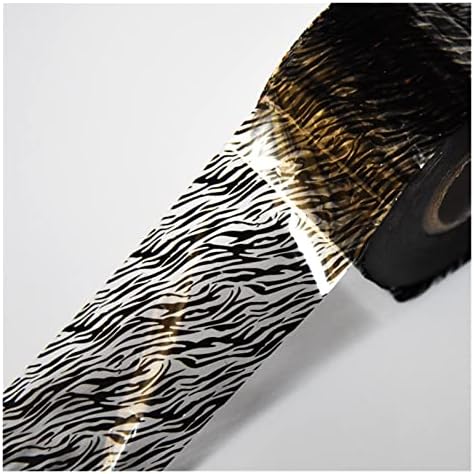100 метри/ролна холографска уметност за нокти за трансфер на фолија на налепница зебра завиткана леплива фолија декорации за декорација на нокти