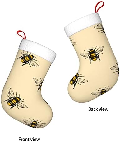 Јилекан 18 инчи Божиќни чорапи класични чорапи, мед пчела, за семејни празници за Божиќни забави