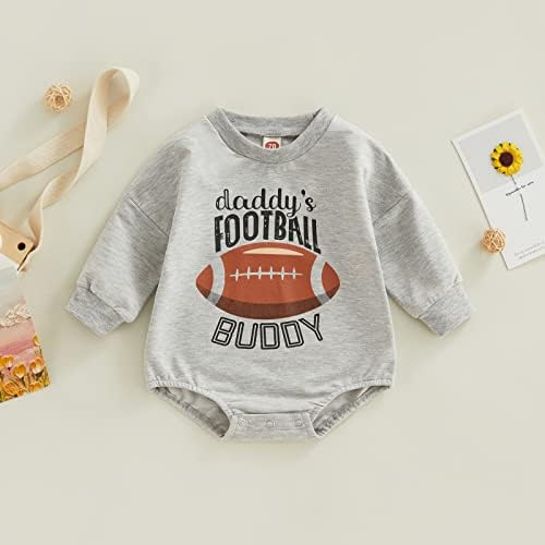 Новороденче бебе девојче момче фудбал со маичка со маица со маица со долги ракави, есенски зимски облеки