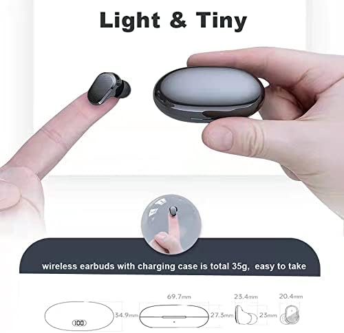 NVAHVA Вистински безжични невидливи слушалки, слушалки со микрофон за iPhone Android, USB-C полнење, IPX5 водоотпорен, контрола на допир,