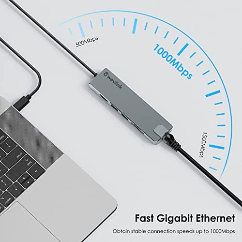 USB C Hub, WAVLINK USB C ДО 4k HDMI Дисплеј со Gigabit Ethernet, Sd/TF Картичка Читач, USB Порти, 100W PD ЗА USB C Лаптопи