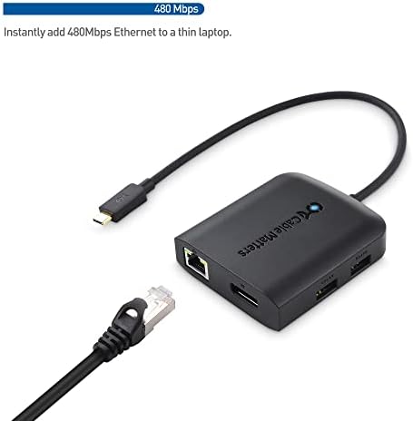 КАБЕЛСКИ Работи USB C Мултипорт Адаптер, 2X USB 2.0, 480mbps Етернет и 100w Полнење Во Црно-Гром 4 / USB4 / Thunderbolt 3 Порта Компатибилен