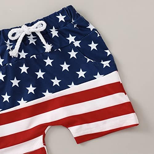 Duanyozu Бебе момче 4 -ти јули Облека во САД, Писма Печати кратки ракави маички Топ обични шорцеви поставени патриотска летна облека