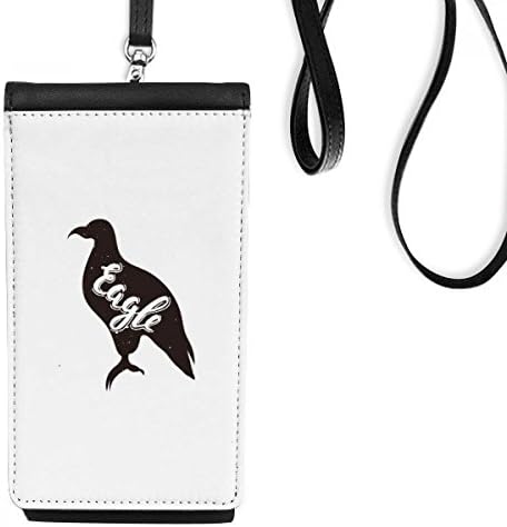 Орел црно -бело животински телефонски паричник чанта што виси мобилна торбичка со црн џеб