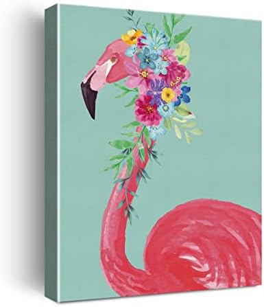 Nistomisu шарена цветна круна фламинго платно отпечатоци wallид декор акварел фламинго платно уметност знак платно подароци за постер за домашна