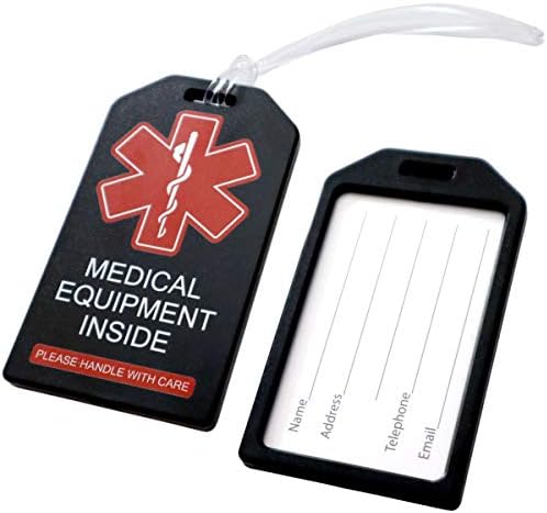 2 Пакет - Тешка медицинска опрема Ознаки за багаж CPAP/BIPAP w/пластични јамки - уред за машина за респираторна терапија носат