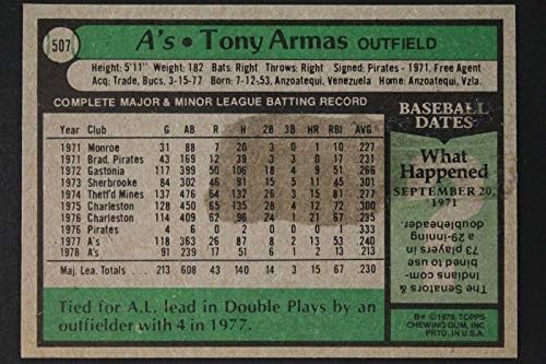 Топс На Тони Армас А Од 1979 Година 507 Автографирана Бејзбол Картичка