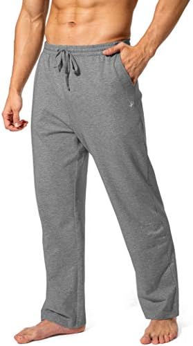 Пудола машка памучна јога џемпери атлетски панталони за атлетски салон отворени дно секојдневни панталони за маички за мажи со џебови