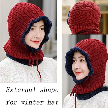 Зимска капа од гравчиња, плетена капа со шамија на вратот, сет за зимска маска и снежни капачиња за снег, уви со капаци со руно наредени