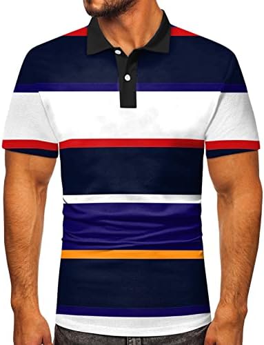 XXBR летни поло маици за мажи со краток ракав шарени крпеница тенок фит копче вратот голф врвови обични спортски тениски манчиња