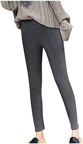 Топли хеланки со високи половини за жени руно наредени зимски термички панталони Обични кожни етикети панталони кадифени тесни пантолони