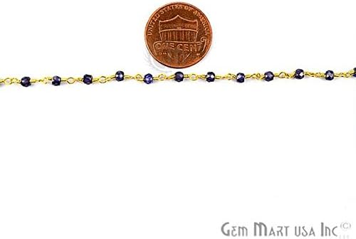 Едно стапало аметист цирконски мониста, 2,5-3мм 24k злато позлатена жица завиткана од розарија на розарија