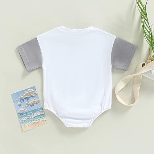 ОКБАБЕХА новороденче бебе момче Грил летна облека кратка ракав ромпер кошула, буква, печатење каросерија, симпатична облека за бебиња