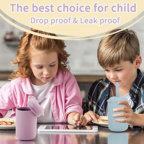 Вето-чаши за деца од 6 мл, истурање на чаши од хлидер со слама, силиконска чаша, почетник вода за пиење, деца против капки,