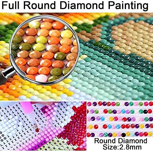 DIY дијамантски комплети за сликање со клукајдржари 5D Gems Art Chain со целосна вежба тркалезна дијамант по комплети за броеви за возрасни