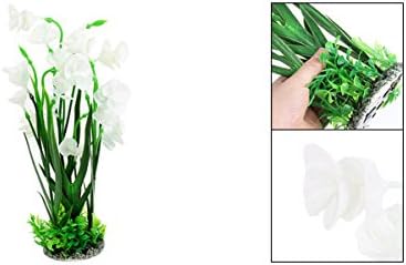 Uxchell пластична аквариум вода лисја цветни растенија, бело зелено
