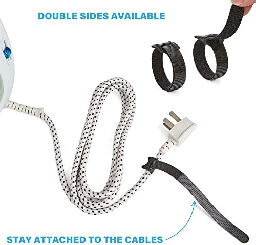 120 ПЦС за еднократно кабелски врски со кука и јамка, повеќенаменски прилагодлив 8-инчен кабел за управување со кабелски врски