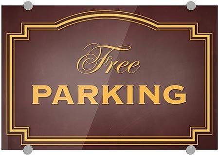 CGSignLab | „Бесплатно паркирање -класичен кафеав“ премиум акрилен знак | 18 x12