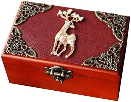 Фонме музичка кутија Ретро дрвена музичка кутија механизам Класичен накит Музичка кутија за жени антички врежана музичка кутија со заклучување