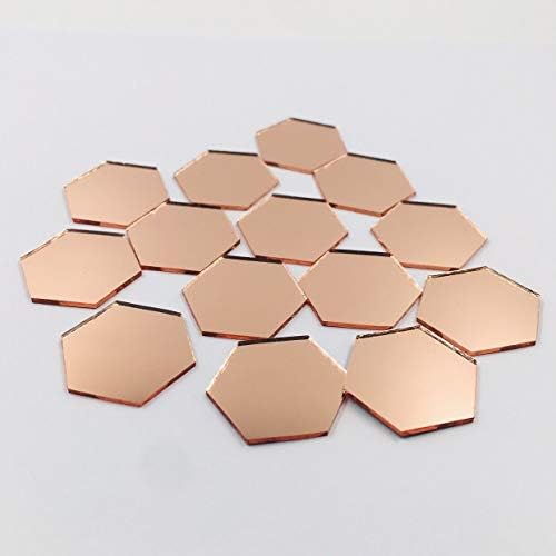 Нуо Руи 100 парчиња 1 '' Хексагон огледало мозаични плочки розово злато боја за занаетчиски проекти