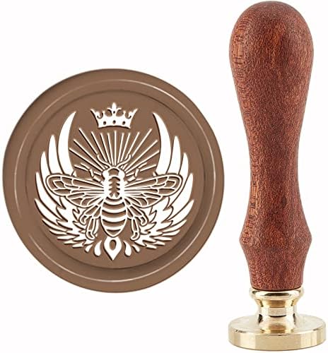 Печат на восочен печат на пчела Craspire, круна гроздобер запечатување восочни марки крилја 30мм ретро отстранлив месинг глава со дрвена рачка