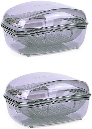Дерјана Транспарентна пластична сапунска држач за сапун, преносна чиста сапун сапун кутија за домашна кујна, голема големина, пакет од 2