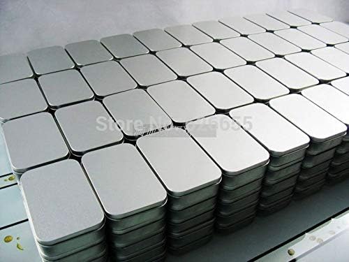 Анкус ДХЛ 400 парчиња Обична сребрена лимена кутија 9,4 см х 5,9 см х 2,1 см, правоаголник чај бонбони бизнис картичка усб кутија за складирање,
