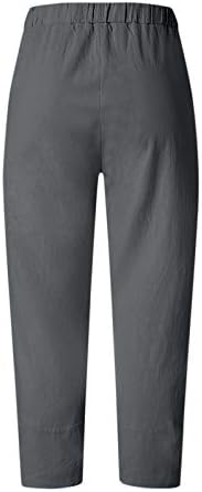 Meymia omeенски памучни постелнина панталони со висок пораст удобна мапа печатена пантолона пушка од лабава лабава вклопена исечена панталони