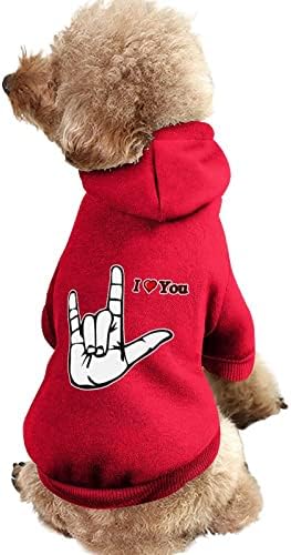 Смешно знаковен јазик, те сакам миленичиња костум со капаче од кучиња, палто за зимска облека за пулвер облеки